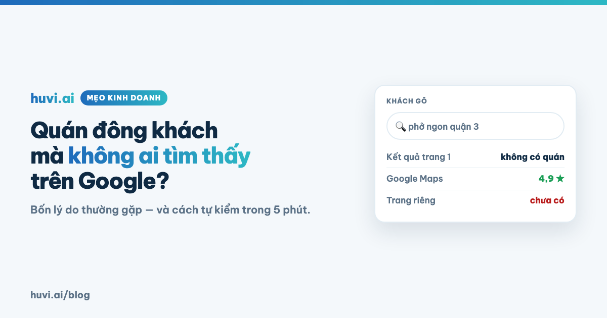 Vì sao quán đông khách mà không ai tìm thấy trên Google?